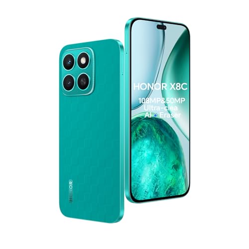 HONOR X8C Smartphone 4G, 8 GB 256 GB, 108 MP+50 MP, AMOLED 6,7", 5000 mAh bateria, Android 15, Dual Sim, Google Play, verde