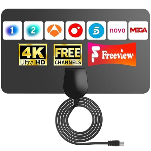 Antena de TV interior 2025, 360 milhas recetor digital 4 K/1080P com base magnética, capta todos os canais locais, cabo coaxial 5 m, para Smart TV (preto-AN1001)