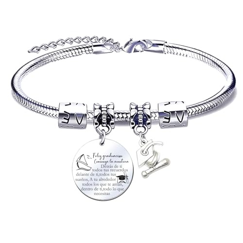 MNBVBV Pulseira de graduação presentes de graduação pulseira graduada mulheres pulseiras pingente gravado atrás de si, todas as suas memórias. Na sua frente, todos os seus sonhos. Ao seu redor, L, Aço