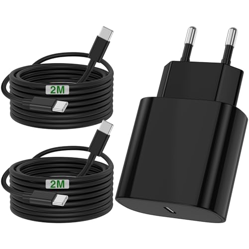Carregador Samsung de carregamento rápido, carregador tipo C com cabo USB C 2M + 2M para Samsung Galaxy S25/S24/S23/S23 +/S22/S21/S20, Xiaomi, iPhone 16 15, Huawei, Google