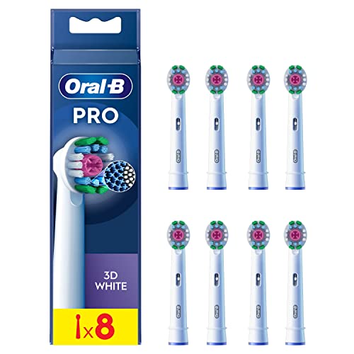 Oral-B Pro 3D White peças sobresselentes para escova de dentes elétrica, conjunto de 8 cabeças, branco - originais