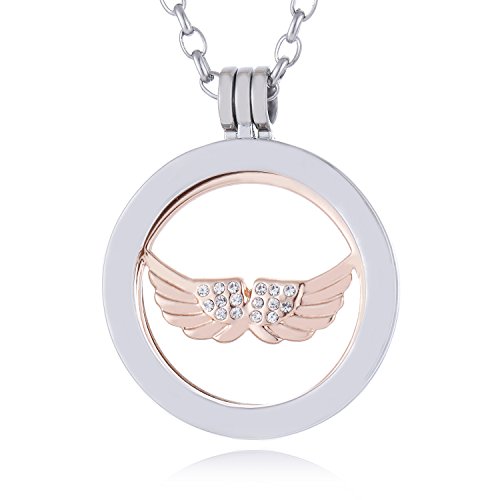 Morella Mulheres colar 70 cm aço inoxidável com amuleto e pendente Coin 33 mm em saco de joalharia