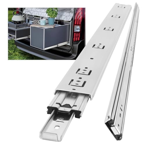 AOLISHENG Guias de correr para gavetas, 1000 mm trilhos para gavetas extensão completa 50 kg capacidade carga guias laterais para gavetas com rolamento de esferas, 1 par (2 peças)