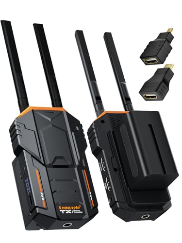 Conjunto de transmissão de vídeo sem fios 200 m, Lemorele 5G 1080P transmissor e recetor de vídeo sem fios HDMI com laço HDMI e IR para DSLR, cinema e fotografia, bateria de 2 * 4400 mAh incluída