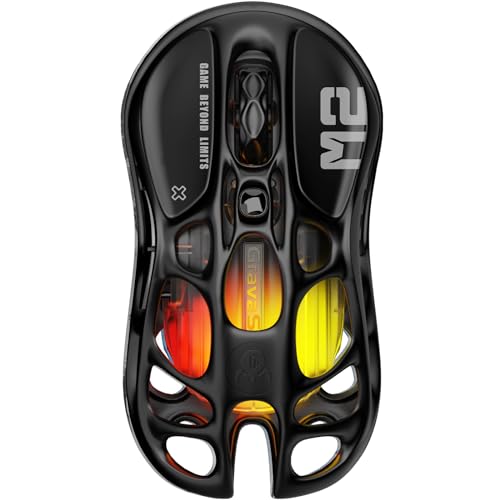 GravaStar Mercury M2 Gaming Mouse - rato para jogos de computador MMO com sensor ótico de 26.000 dpi - design oco leve de 78 g - 5 botões programáveis - 5 modos RGB - preto furtivo