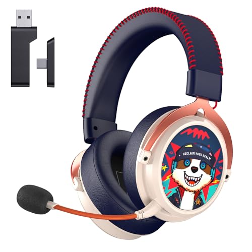 KAPEYDESI Capacetes de jogos sem fios para PS5/PC/Switch, USB Type-C e Type-A, microfone desmontável com cancelamento de ruído, auriculares sem fios Bluetooth 5.3, 70H + bateria - branco