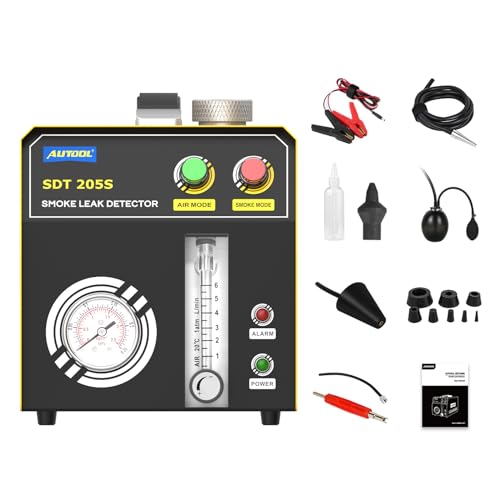 AUTOOL Detector de fugas de máquina de fumo EVAP para automóvel DC 12 V, testador de diagnóstico de fugas de tubo de combustível automotivo com medidor de fluxo ajustável ecrã de modo duplo