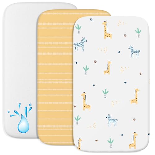 2 Lençóis miniberço + 1 capa de colchão para miniberços para bebés impermeável elástico, lote de 3 roupa de berço, tamanho 55 x 90 cm, compatível com berços, colchão - menino e menina - lençol
