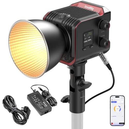 SMALLRIG RC 100B COB - Luz de vídeo portátil de duas cores com 2700-6500 K, 100 W, 20100 lux, luz de estúdio, controlo de aplicação, alto CRI 97 Spotlight para fotografia e vídeo, versão Pro 5142