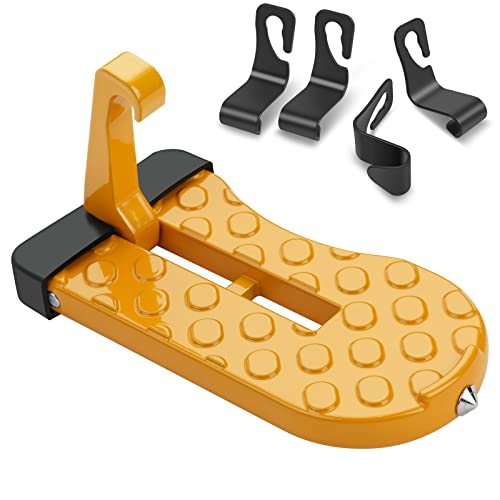 URAQT Pedal para porta de carro, 250 kg degrau para porta automóvel universal escada dobrável em forma de U liga de alumínio pedal de gancho dobrável para fácil acesso ao teto e limpeza laranja