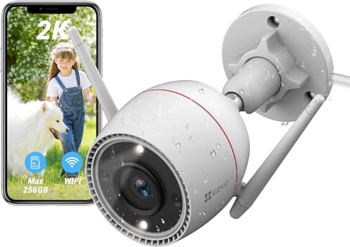 EZVIZ Câmara de vigilância WiFi exterior, 2K, IP de segurança, visão noturna colorida, defesa ativa com luz e sereia, AI deteção de pessoas, áudio bidirecional, IP67, compatível com Alexa, C3TN 3MP