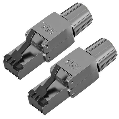 Conector RJ45 Cat 7 Cat 8 conectores sem ferramentas com encaixe macho até 10 Gigabit, para cabo de rede Ethernet Cat8.1 Cat8 Cat7 Cat6a Cat6 8 polos tomada | 2 unidades preto