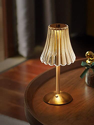 Kizozo Candeeiro de mesa de cabeceira com bateria LED regulável, candeeiro de secretária sem fios para sala de estar, quarto, 3 cores de luz