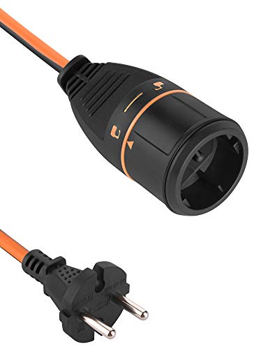 Electraline 01368 Cabo de extensão elétrico para jardim 40 m 2 x 1,5 com tomada de energia Electralock europeia 2 pinos equipado com um mecanismo de bloqueio que evita a desconexão acidental da tomada