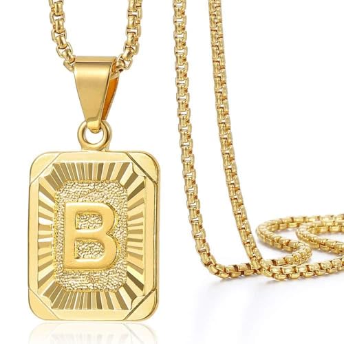 ALANETA Colar inicial com letra personalizada para homem e mulher, aço inoxidável banhado a ouro de 18 K, presente A-Z