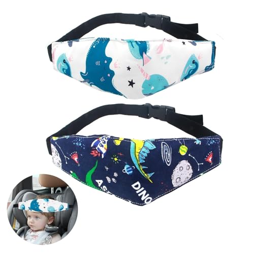 2 unidades suporte de segurança da cabeça para bebé no carro, fita ajustável para segurança e conforto em viagens de carro, suporte cabeça de carro criança para viajar e dormir no carro, fita cabeça