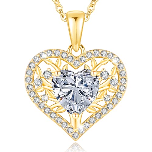 LAVUMO Collar Mujer Corazón Árbol de la Vida Joyas Mujer Plata de Ley 925 Regalos Originales Esposa Mamá Novia Navidad Cumpleaños Día San Valentín Regalo