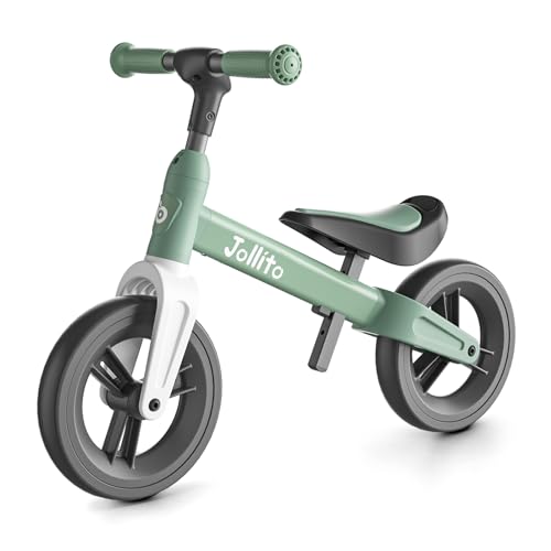 JOLLITO Bicicleta de equilíbrio para crianças, brinquedos de passeio para 18 meses, bicicleta de treino leve sem pedais com roda de 9 polegadas e moldura de alumínio