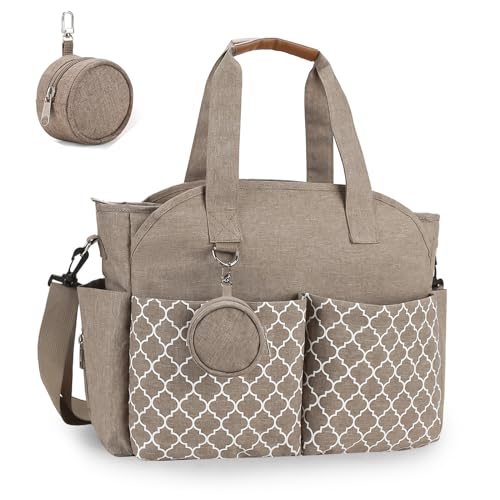 Bizcasa Bolsa trocador de bebé, fraldas de grande capacidade com bolsa de chupete para bebé, grande mala de viagem, bolsa hospitalar multifunções para maternidade (caqui)
