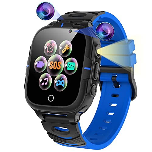 ELEJAFE Relógio inteligente criança - Smartwatch crianças com chamadas 24 jogos telefone SOS 2 câmaras vídeo MP3 música despertador calculadora, relógio crianças presente para estudantes meninos e