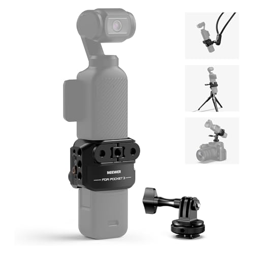 Neewer Pocket AC009 - Suporte de gravação de vídeo cardan de liga de alumínio com adaptador de extensão de câmara de ação de rosca de 1/4 polegadas, sapata fria compatível com DJI Osmo Pocket 3