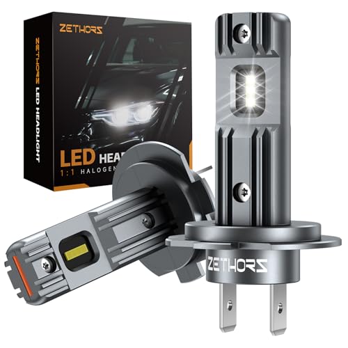 Zethors Lâmpada H7 LED Canbus lâmpadas LED H7 carro kits de lâmpada H7 universais para farol dianteiro, 1:1 tamanho halogénico, não requer adaptador, 42W 10000 LM, 6000 K branca, IP68 impermeável, 22