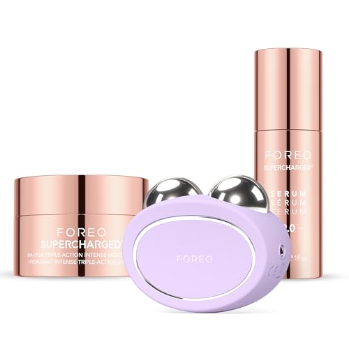 FOREO Set Total Facelift - BEAR 2 massajador facial de microcorrente SéRUM SUPERCHARGED 2,0 30 ml Creme hidratante intenso de ação tripla HA+PGA SUPERCHARGED 50 ml - Antienvelhecimento - Skincare