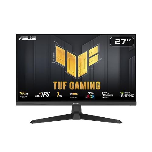 ASUS Monitor TUF Gaming VG279Q3A de 27" (Full HD (1920x1080), 180Hz, Fast IPS, ELMB Sync, 1ms (GTG), FreeSync Premium, compatível com G-Sync, Overdrive variável, 99% sRGB)