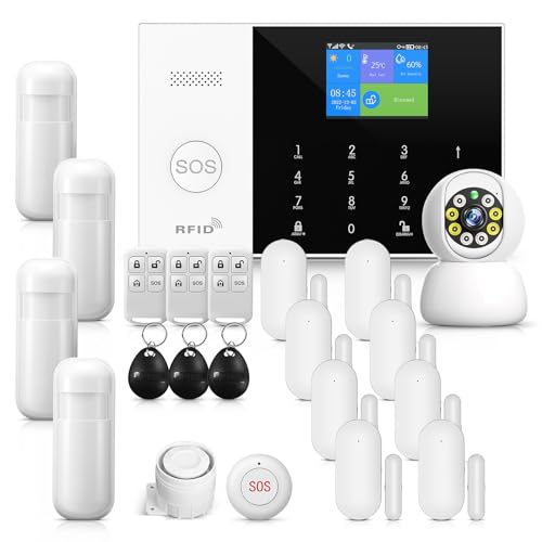 PGST Sistema de alarme inteligente WiFi/GSM, controlo com aplicação móvel, até 99 detetores, aviso de voz, segurança para casa/escritório, compatível com Alexa e Google Assistant