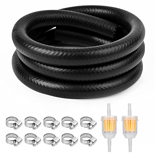 URAQT Mangueiras de combustível, 100 cm, 6 mm, mangueira de gasolina, linha de combustível, kit de tubo de gás com 10 braçadeira de mangueira e 2 filtro de gasolina para pequenos motores, motociclo,