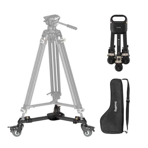 SMALLRIG Tripé para fotografia de alta resistência com rodas de borracha de 3", pernas ajustáveis, alça e bolsa de transporte, rodas de tripé com capacidade de 44,1 lb para filmagem e fotografia -