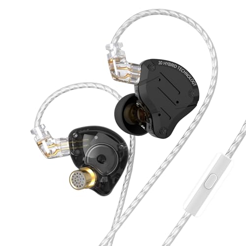 KZ ZS10 Pro no monitor de orelha, 4BA 1DD KZ auriculares multi condutor na orelha auricular IEM, monitor HiFi no cenário para cantor guitarrista bateria (preto mate com microfone)