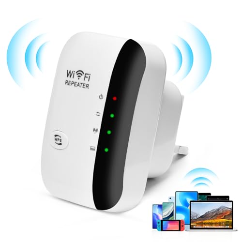 LURICO Amplificador WiFi/Repetidor WiFi de 300 Mbit/s 2,4 GHz, compatível com 802,11 n/b/g - Instalação simples, cobertura total de 150 m² - criptografia WPA2