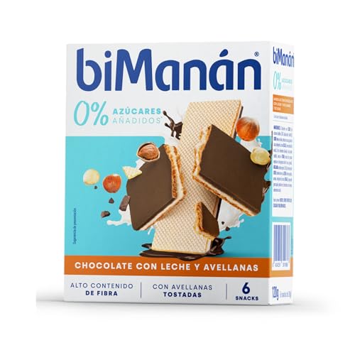 BIMANÁN Bolinhas de chocolate com avelãs de 0% açúcares adicionados, controla a fome entre horas, ajudam a controlar o peso, baixo em Kcal, rico em fibra, sem óleo de palma - 6 x 20 g: 120 g