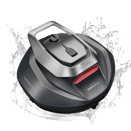 Ultenic Pooleco 10 Robot Limpador de fundos de piscina, 90 Min, 80 m², recolha sem gancho, estacionamento automático, aspirador de piscina com fundo sem cabo com 2 motores, 5200 mAh, para piscina