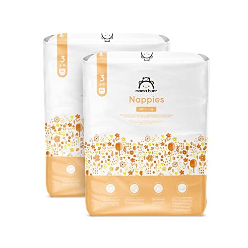 Marca Amazon - Mama Bear fraldas ultra-secas - tamanho 3 (4 - 9 kg), com canais, bianco, 172 unidades (2 pacotes de 86) - nova versão