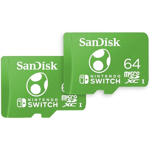 SanDisk 64 GB microSDXC Cartão para Nintendo Switch - com licença da Nintendo, embalagem de confessões duplas da 2. (Inclui 2 cartões)