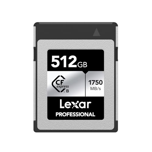 Lexar Professional Silver Series 512 GB cartão CFexpress tipo B, cartão CFe leitura de até 1750 MB/s, adota PCIe Gen3x2, cartão de memória CF compatível com DSLR, câmara XQD (LCXEXSL512G-RNENG)