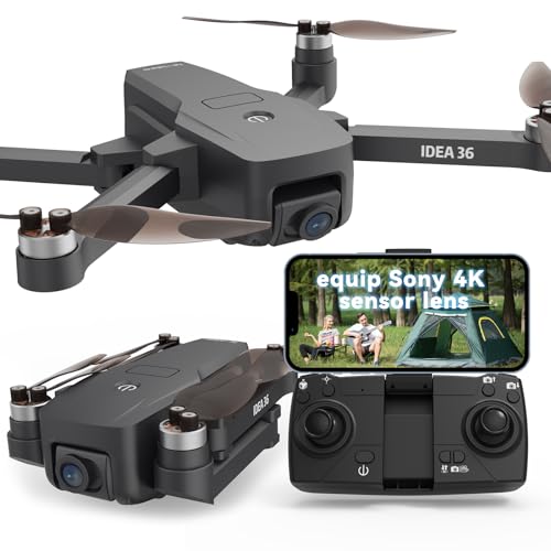 TTROARDS TT36 Drones com câmara 4k, GPS sem escovas motor drone com câmara para adultos, 5 G transmissão WiFi, RC drone inteligente voltar siga-me controlo APP baixo 249 g C0 inserível cartão SD