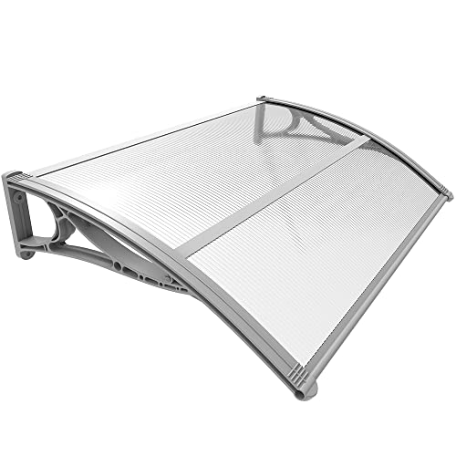 VOUNOT® Toldo exterior para portas e janelas, 120 x 80 cm, cobertura de policarbonato em jardim, 120 x 80 cm, cobertura de toldo