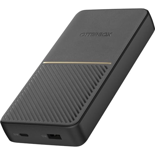OtterBox Power Bank, carregador de carregamento rápido portátil de 20.000 mAh com portas USB-A 18 W e USB-C 18 W, indicador de carregamento LED, fino, de design duradouro e resistente a quedas, preto