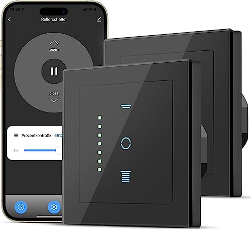 CURRYSMARTER - Interruptor de persiana wi-fi, 6.ª geração, com led controlável, temporizador inteligente, requer condutor neutro, compatível com Echo Alexa/Google, 2 unidades, cor preta