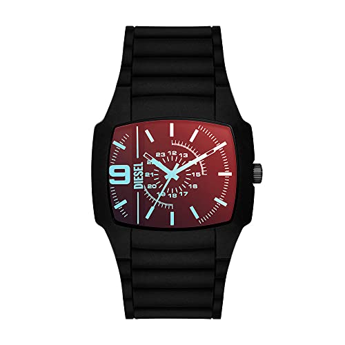 Diesel Cliffhanger Reloj para Hombre, Movimiento de Cuarzo a Tres Agujas con Correa de Silicona, Acero Inoxidable o Piel