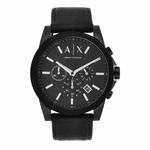 Armani Exchange Reloj Hombre, Movimiento Cronógrafo Cuarzo y Caja 45mm con Pulsera Piel