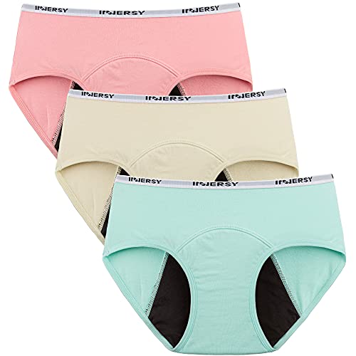 INNERSY Cuecas menstruais para menina roupa interior proteção algodão cuecas régua 8-16 anos pack de 3