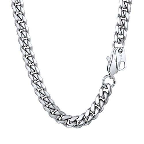 PROSTEEL Colar de corrente urbana urbana para homens mulheres, 4,8 mm / 6 mm / 10 mm / 14 mm de largura, 41 cm - 76 cm de comprimento, inclui caixa de presente