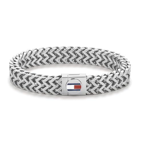 Tommy Hilfiger Jewelry Pulsera Metálica Trenzada para Hombre en Acero Inoxidable, disponible en Plata u Oro Amarillo