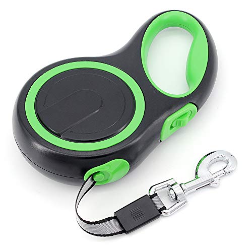 MoYouno Trela extensível retrátil para cães 8 m, trela retrátil para cães, trelas extensíveis, trela para treino automático (50 kg) para cães pequenos, médios, grandes (verde)
