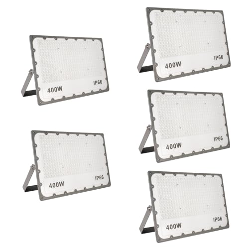 JBdusn Foco projetor LED 400 W, 5 unidades super brilhante, 6500 K, luz de segurança LED IP66, à prova d'água, potente luzes LED Floodlight exterior, holofotes LED para casa, garagem, pátio, terraço,