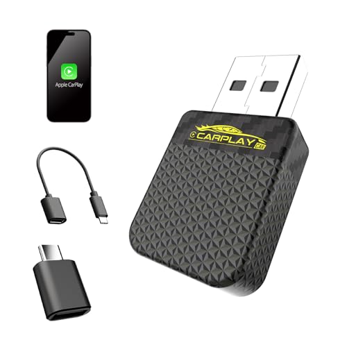Mini adaptador sem fios CarPlay, para iPhone Upgrade 2025, adaptador USB/Type-C sem fios, conexão rápida e estável sem atrasos, conexão automática, compatível com iOS 10 (2016 e posteriores)